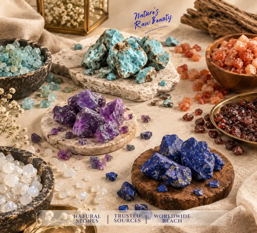 Natural rough gemstones collection