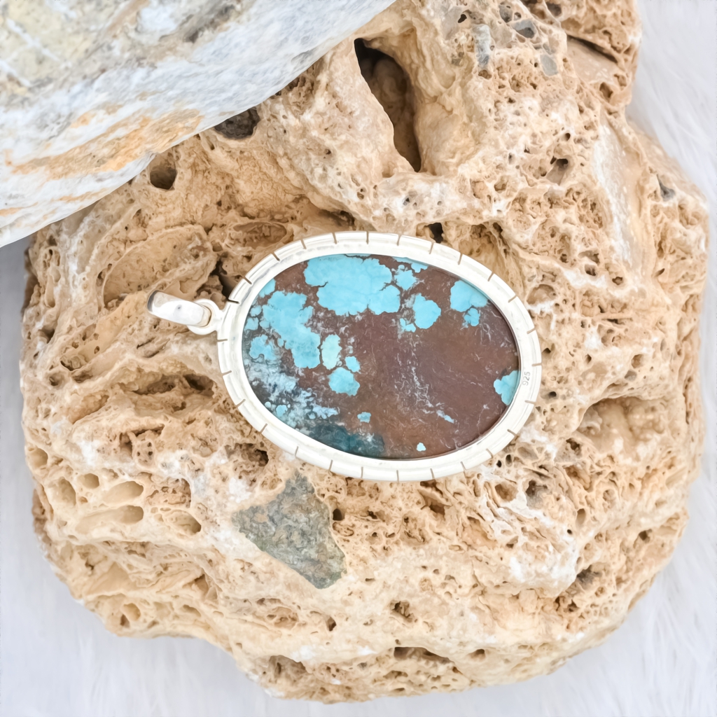 Natural Turquoise Oval Sterling Silver Pendant Jewellery