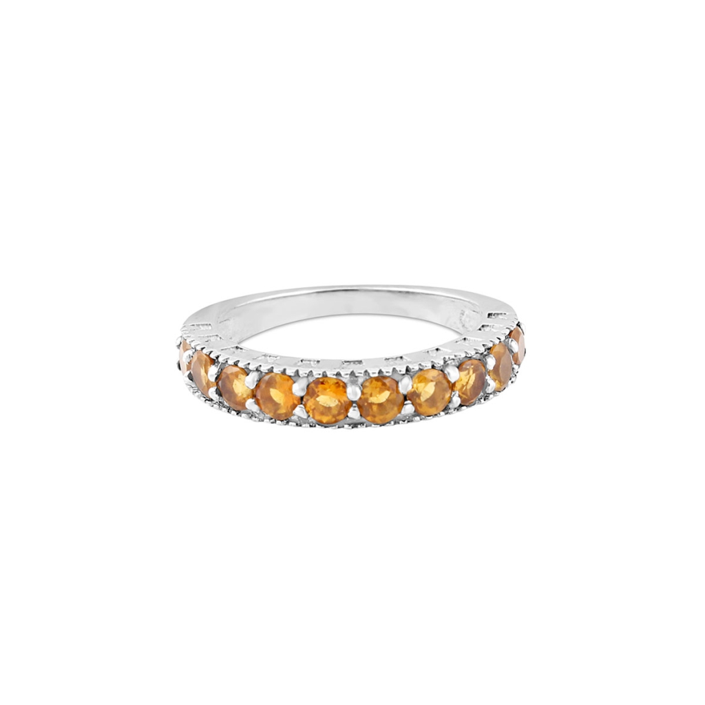 Natural Citrine Gemstone Sterling Silver Band Ring