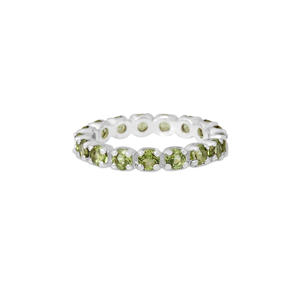 Natural Peridot Gemstone Sterling Silver Band Ring