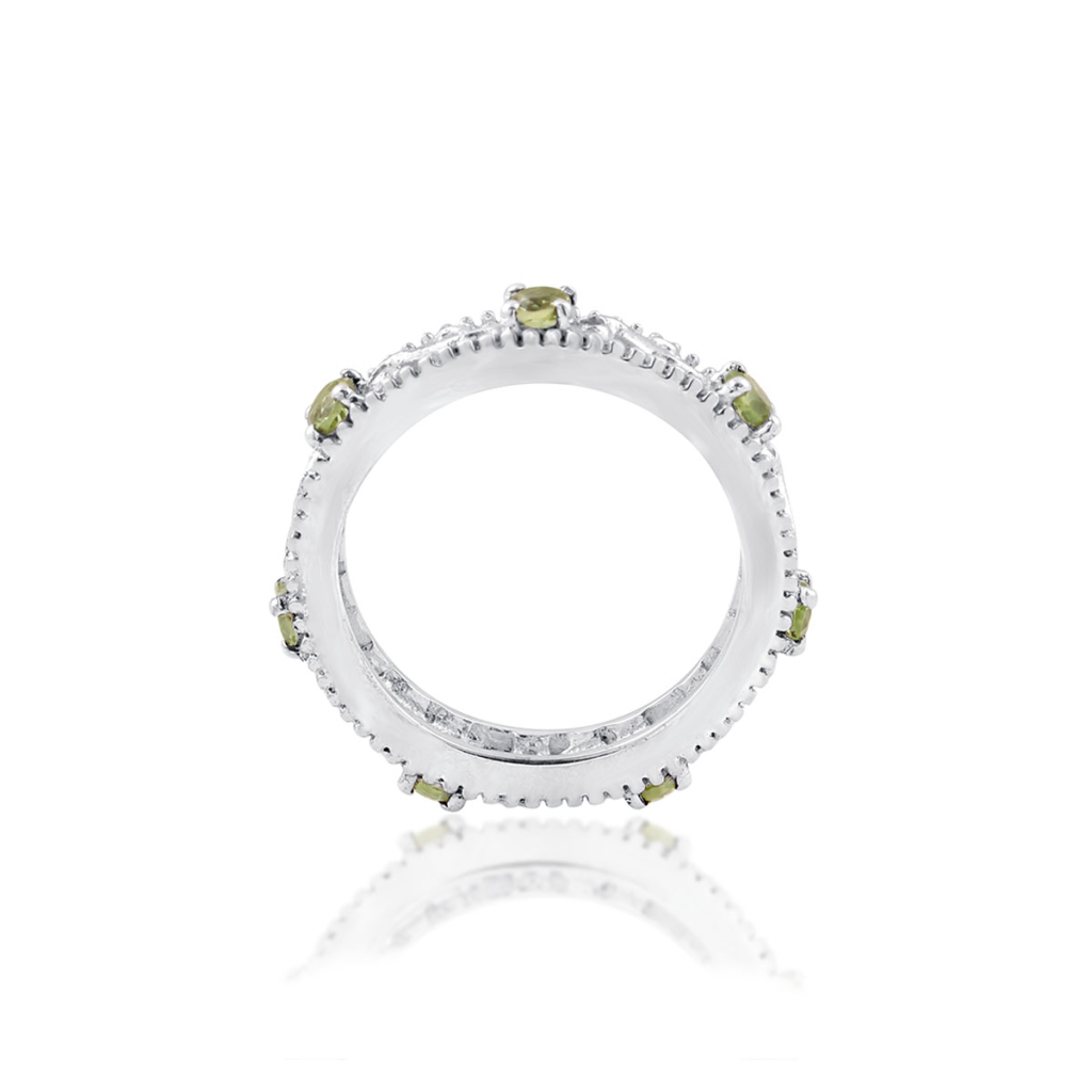 Natural Peridot Gemstone Sterling Silver Band Ring