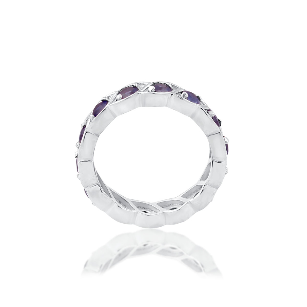 Natural Iolite Gemstone Sterling Silver Band Ring