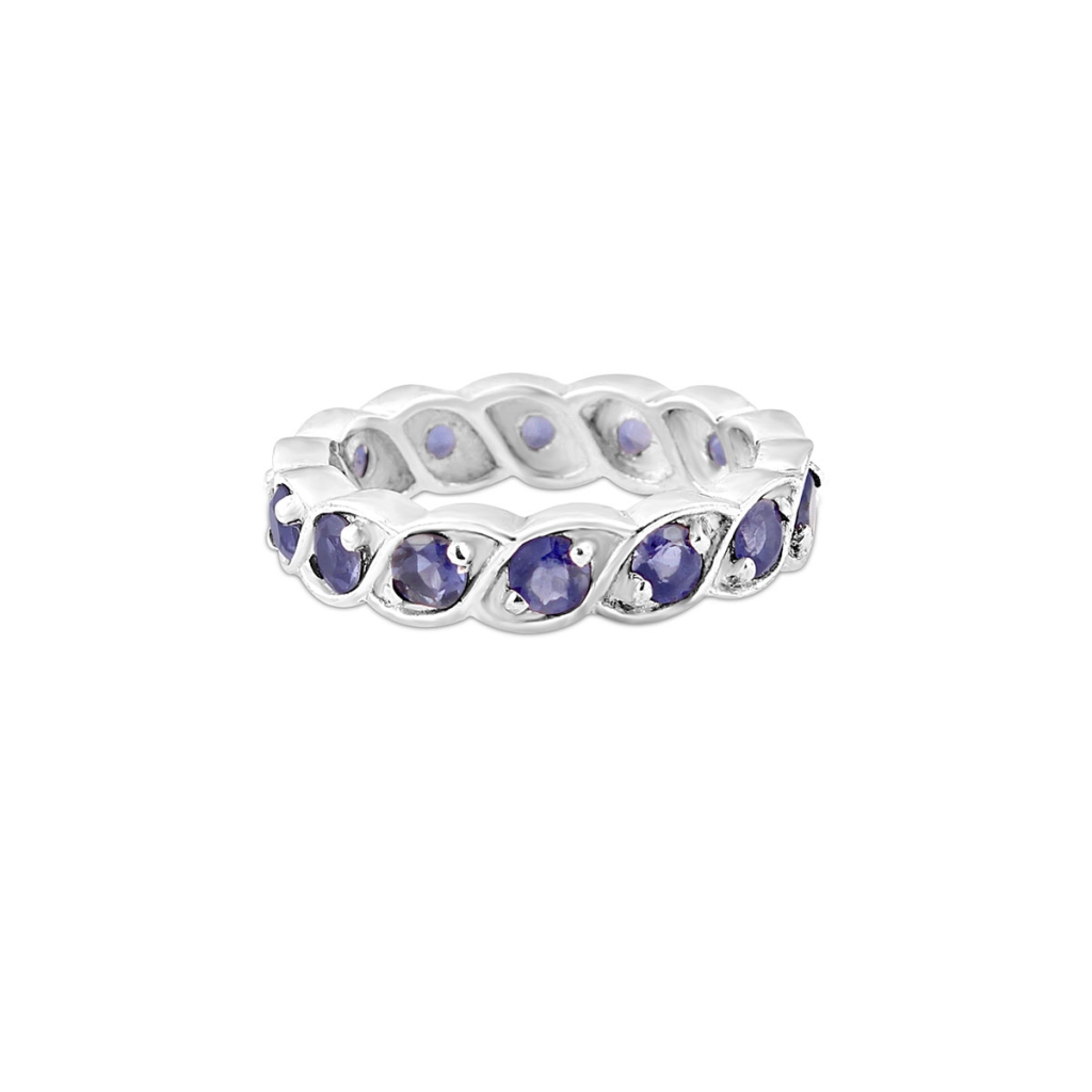 Natural Iolite Gemstone Sterling Silver Band Ring
