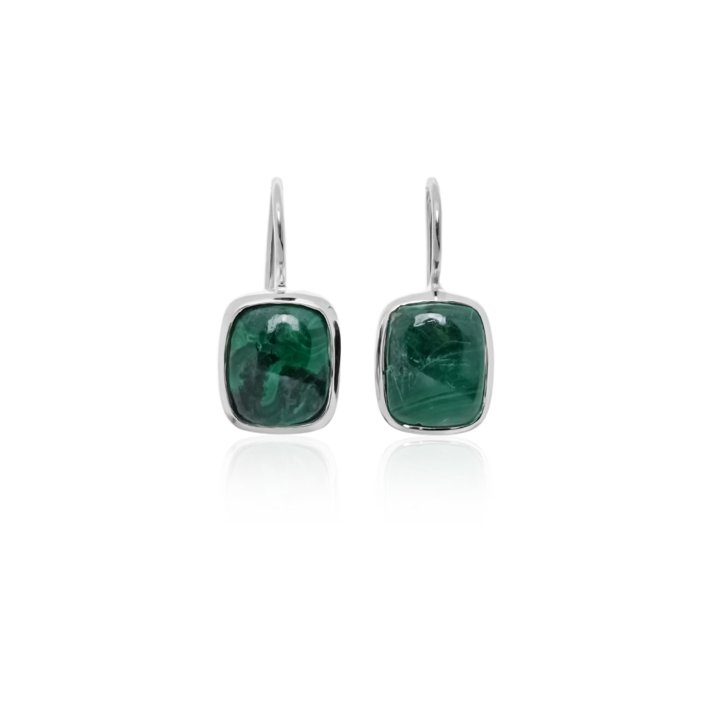Natural Chrysocolla Gemstone Dangle Sterling Silver Women Earrings