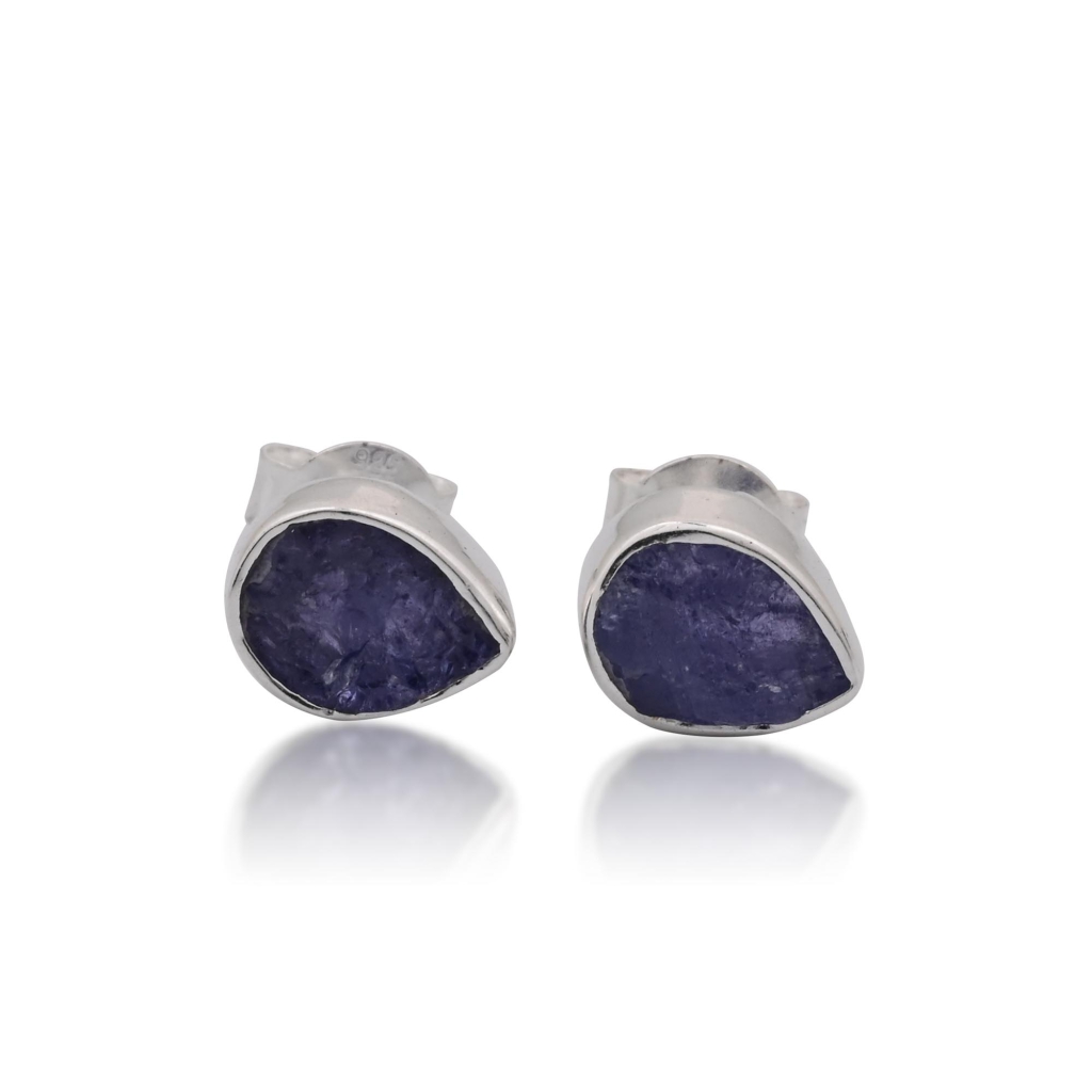 Natural Tanzanite Birthstone Sterling Silver Round Studs Earrings