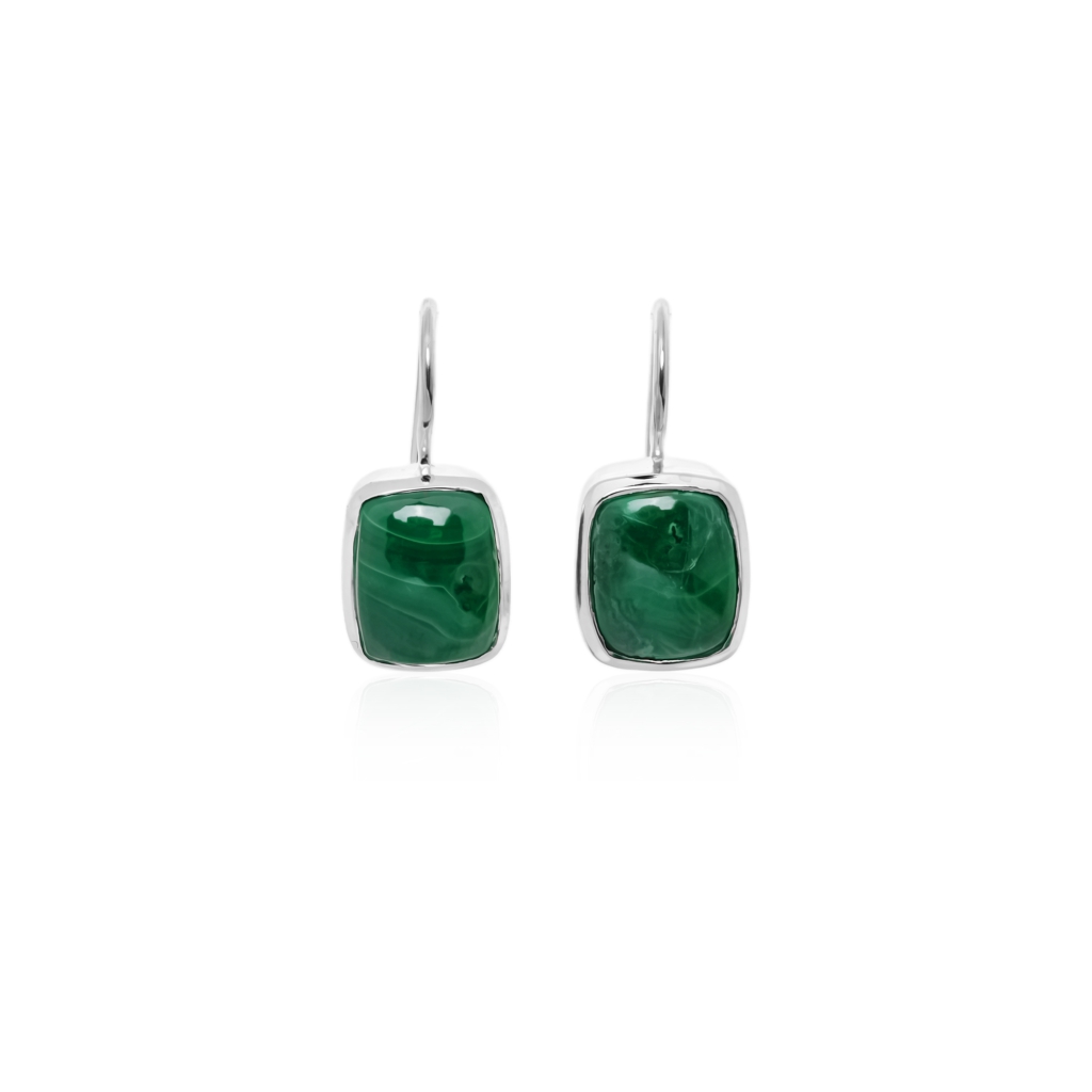 Natural Chrysocolla Gemstone Dangle Sterling Silver Women's Earrings