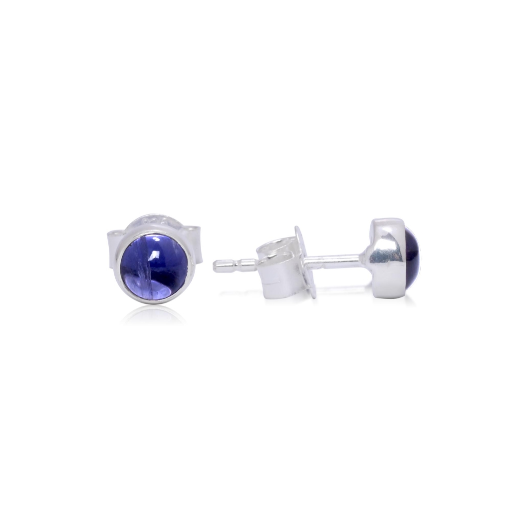 Natural Tanzanite Birthstone Sterling Silver Round Studs Earrings