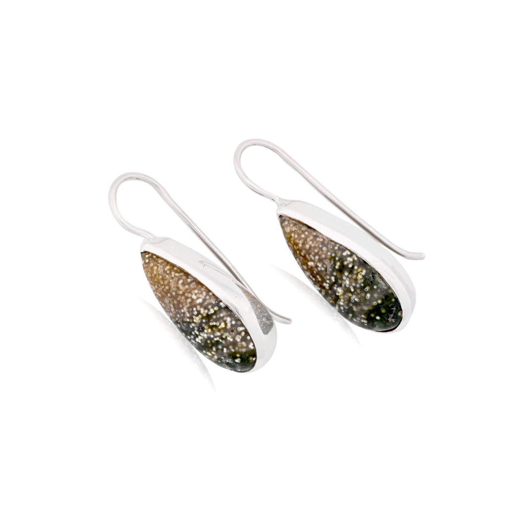 Natural Ocean Jasper Pear Shape Dangle Sterling Silver Women's Earring