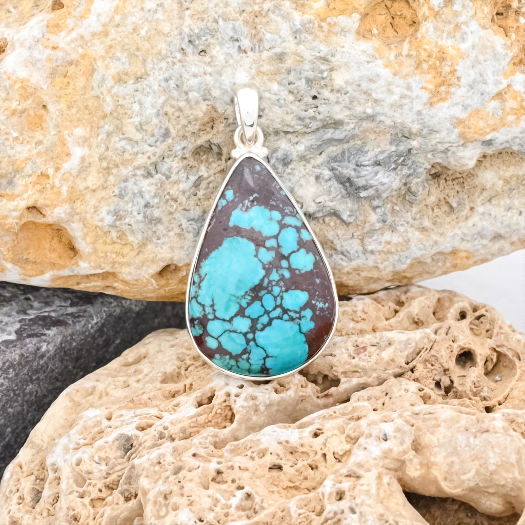 Natural Turquoise Pear Sterling Silver Pendant Jewellery