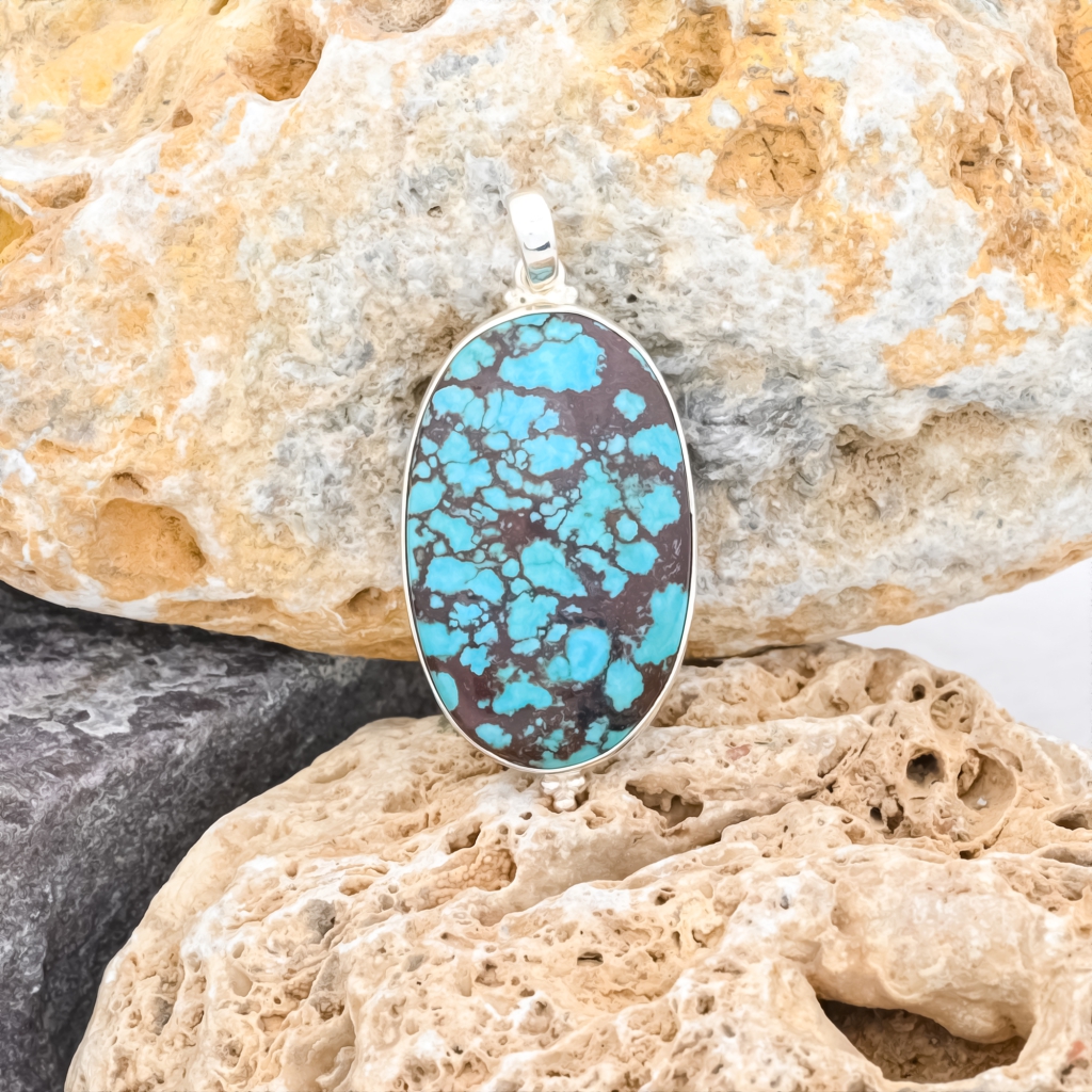 Natural Turquoise Oval Sterling Silver Pendant Jewellery