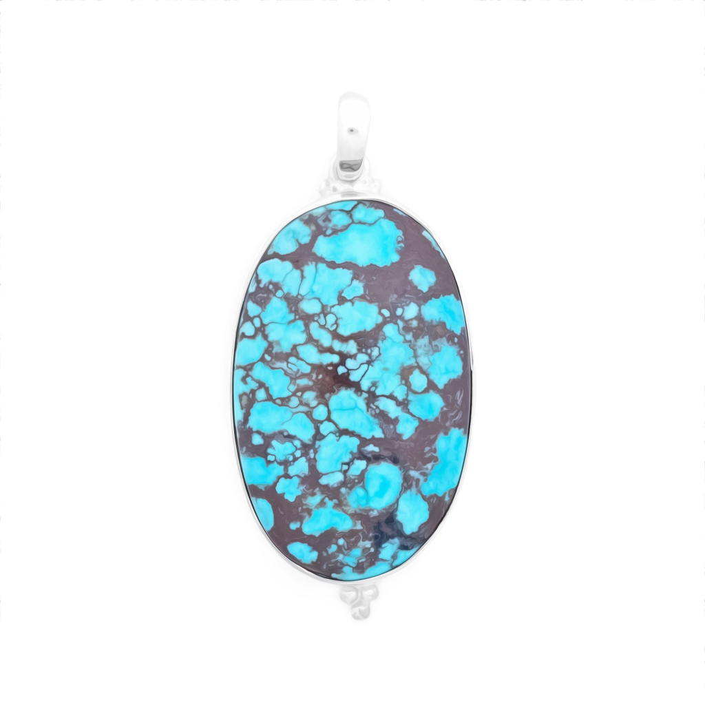 Natural Turquoise Oval Sterling Silver Pendant Jewellery