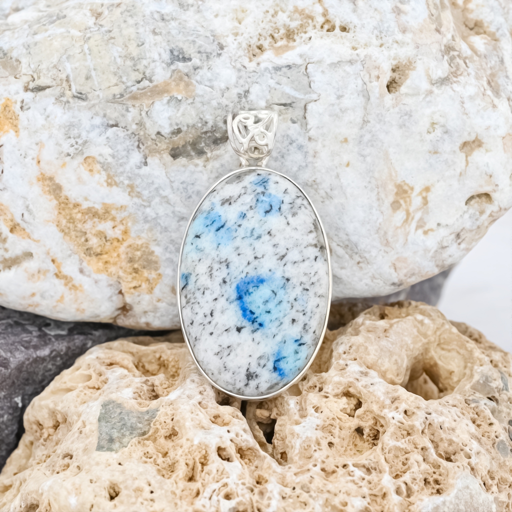 Natural Oval K2 Jasper Sterling Silver Pendant Necklace