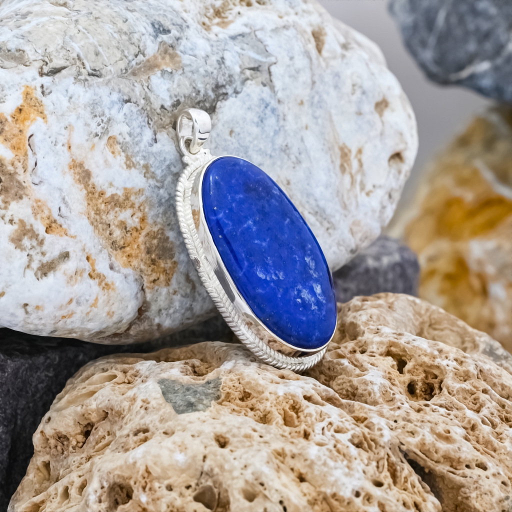 Blue Lapis Lazuli Oval Shape Sterling Silver Pendant Jewellery