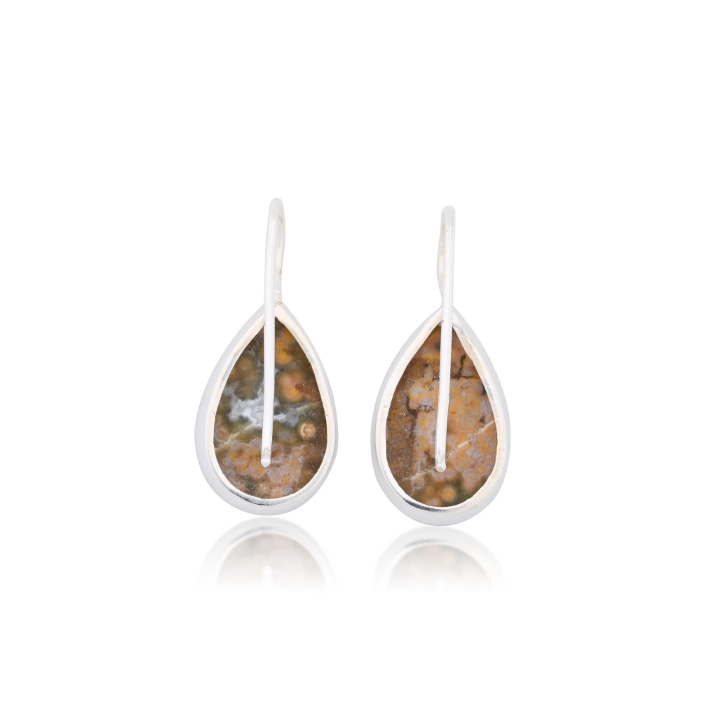 Natural Ocean Jasper Drop Earrings in 925 Sterling Silver