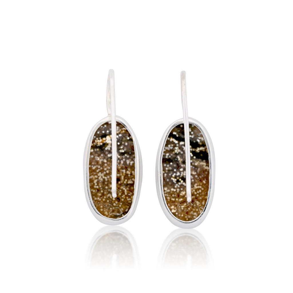 Natural Ocean Jasper Oval Shape Dangle Sterling Silver Women's Earring