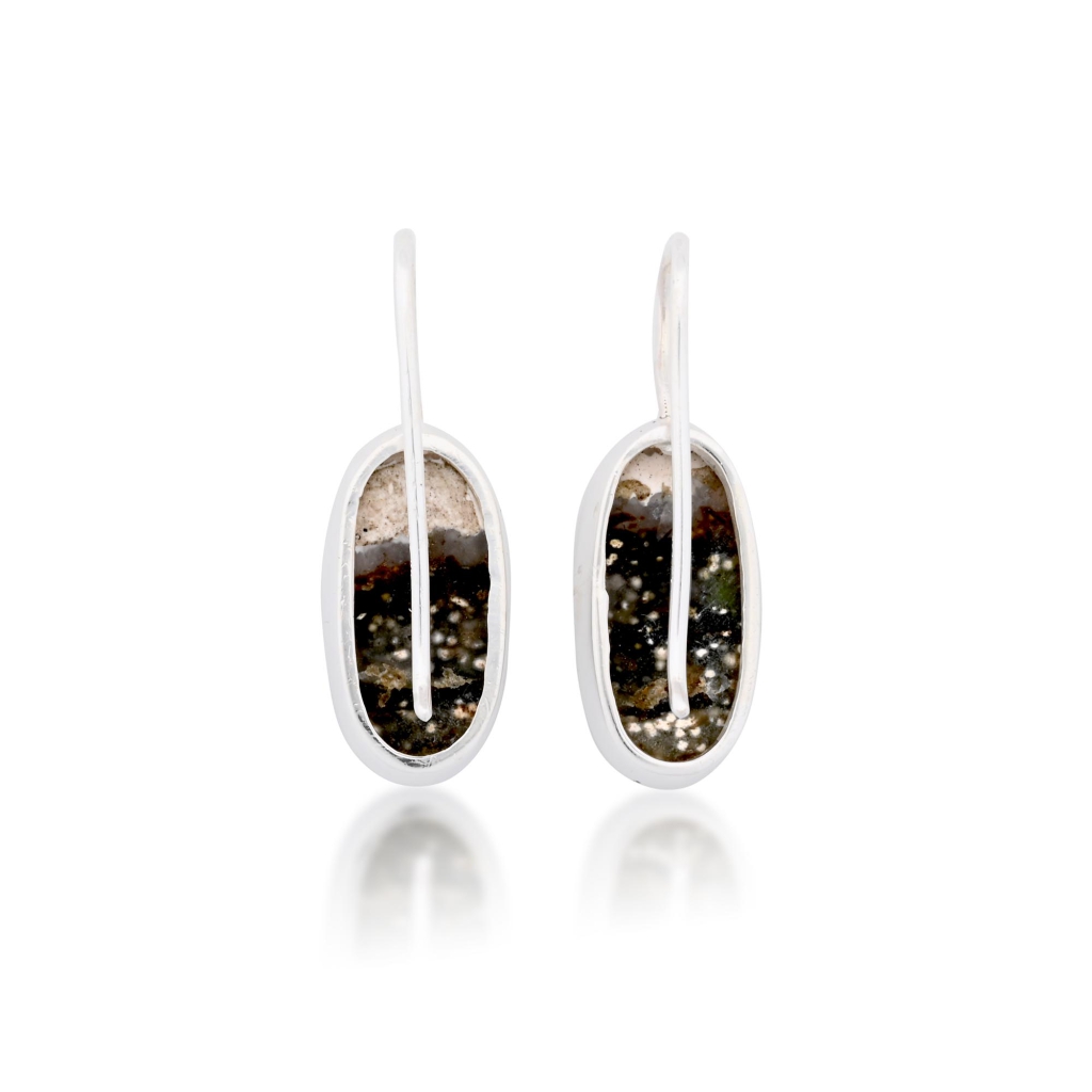 Natural Ocean Jasper Oval Shape Dangle Sterling Silver Women Earring