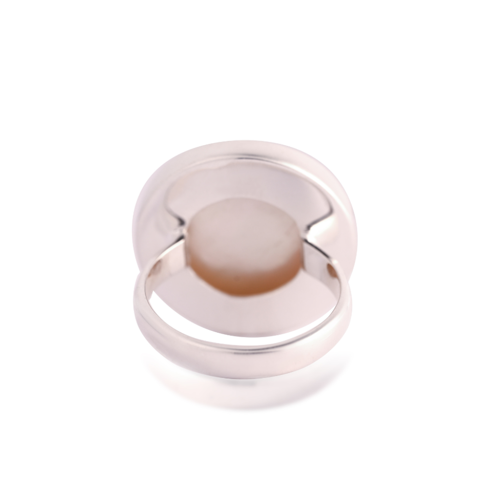 Natural Mother of Pearl Face Carving Sterling Silver Ring For Women