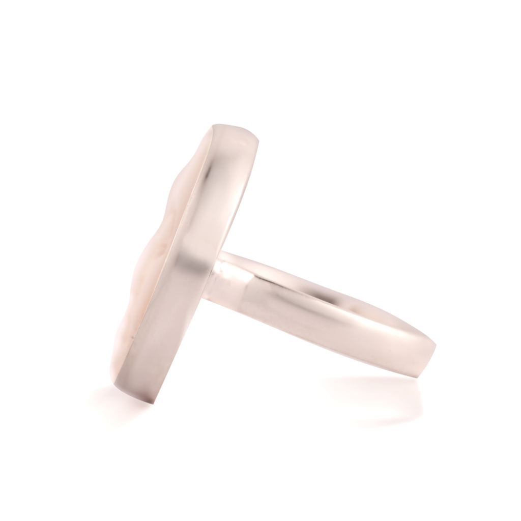 Natural Mother of Pearl Face Carving Sterling Silver Ring For Women