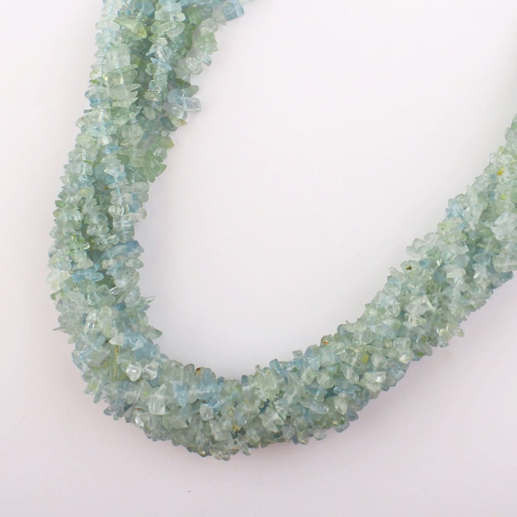 Natural Aquamarine Mix Size Uncut Gemstone 9 Strands Beads 16"