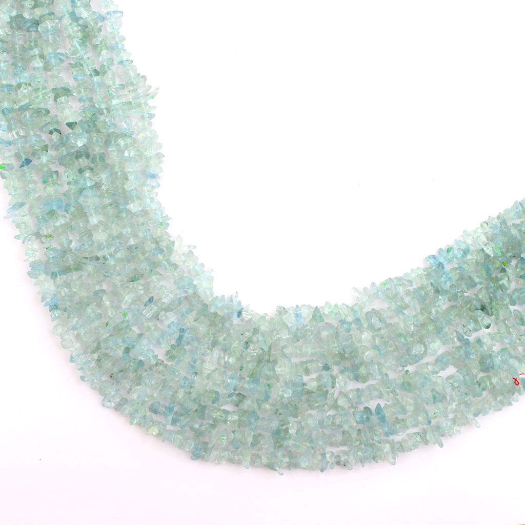 Natural Aquamarine Mix Size Uncut Gemstone 9 Strands Beads 16"
