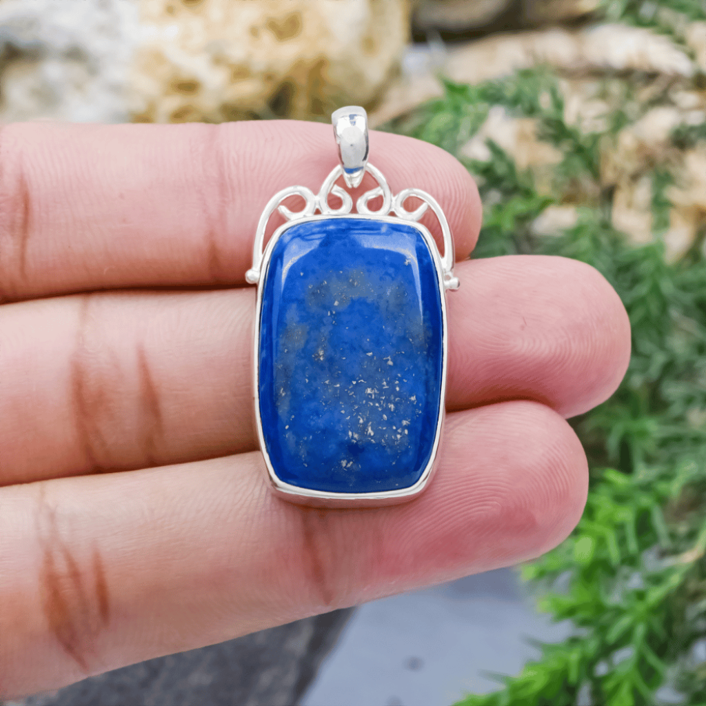 Blue Lapis Lazuli Square Designer Sterling Silver Pendant Jewellery