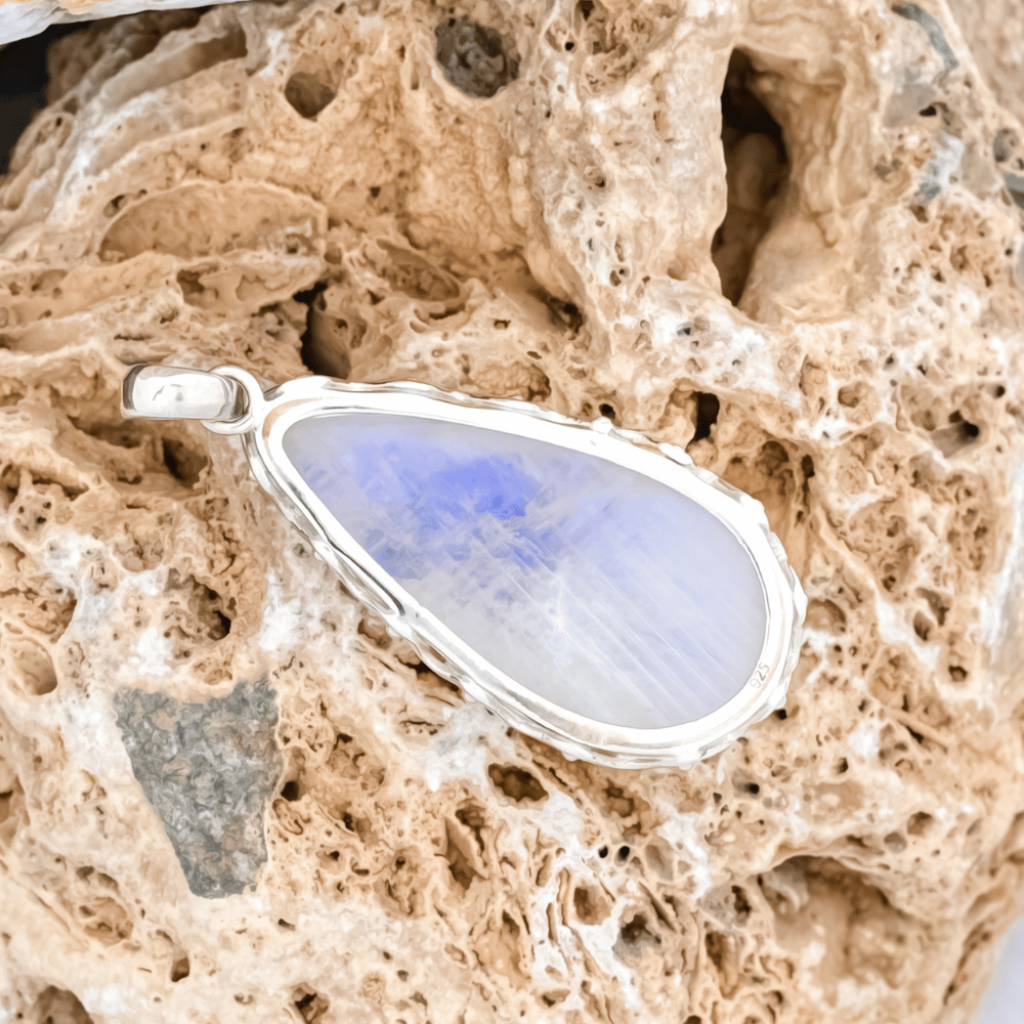 Natural Rainbow Moonstone Designer Sterling Silver Pendant Jewellery