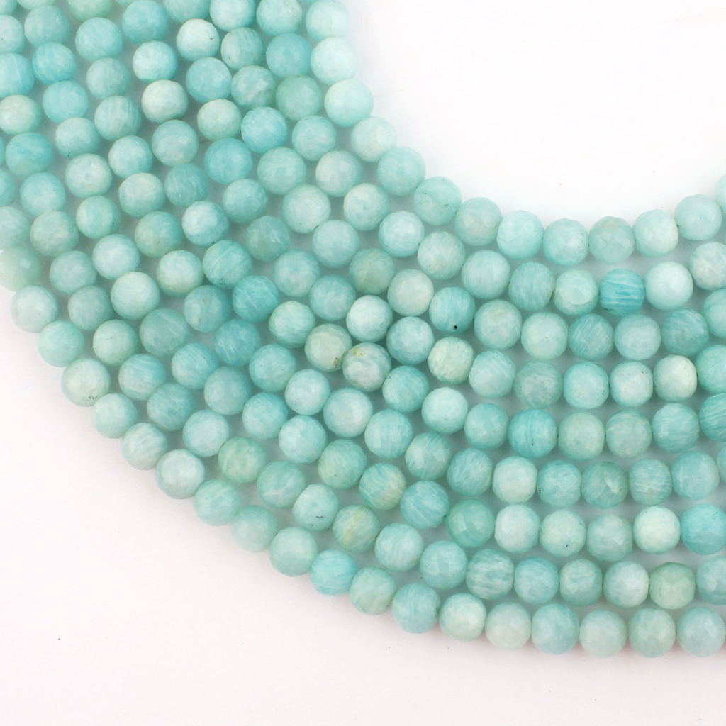 High Quality Amazonite Faceted Balls Shape Gemstone Beads