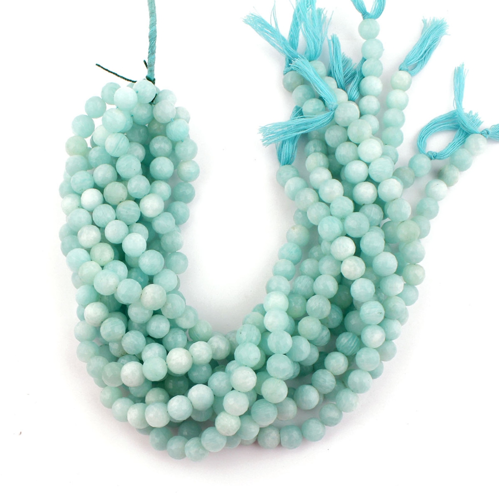 High Quality Amazonite Faceted Balls Shape Gemstone Beads