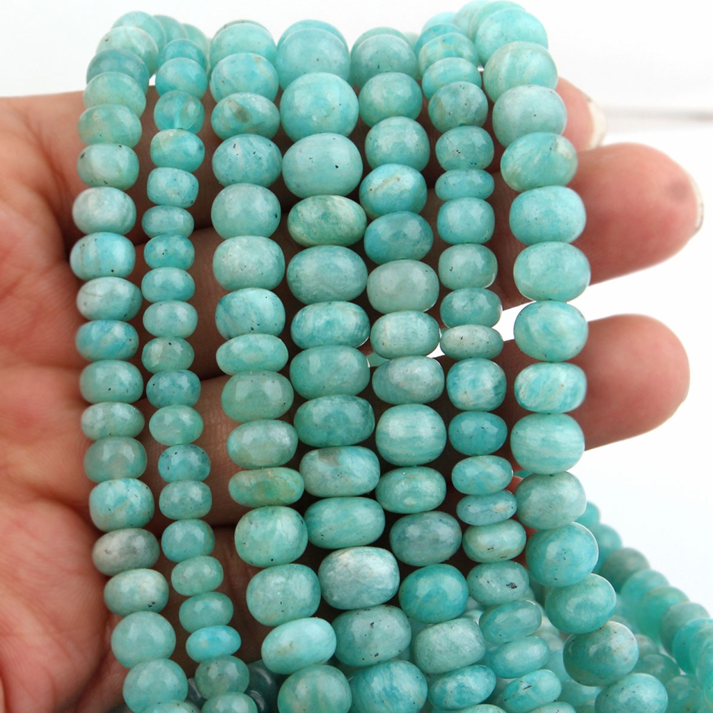 Smooth Amazonite 5-10mm Round Gemstone Beads For Jewelry Making