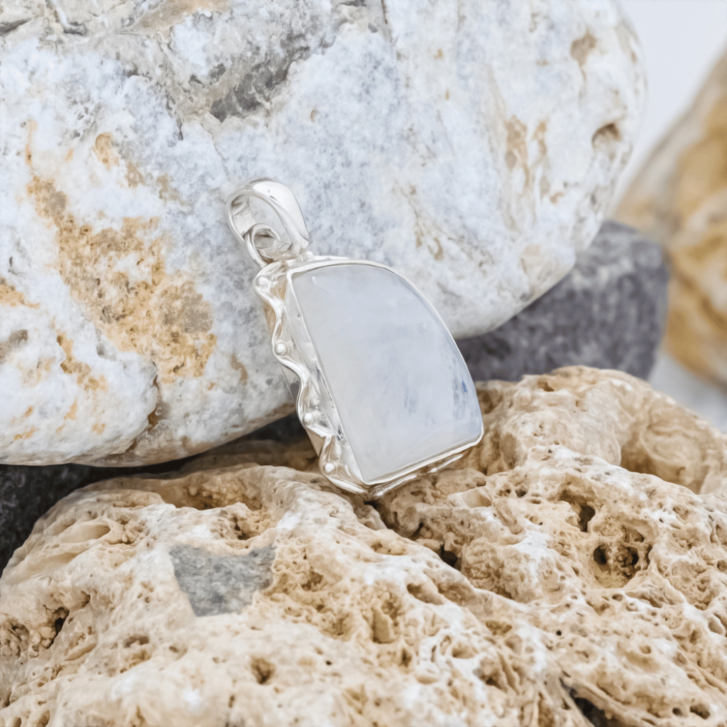 Rainbow Moonstone Fancy Shape Sterling Silver Pendant Jewellery