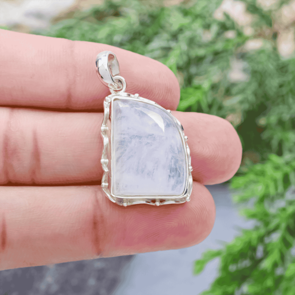 Rainbow Moonstone Fancy Shape Sterling Silver Pendant Jewellery
