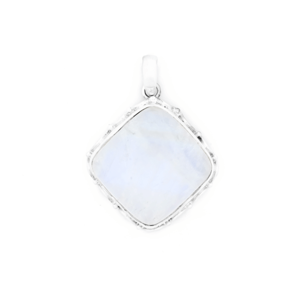 Rainbow Moonstone Square Design Sterling Silver Pendant Jewellery