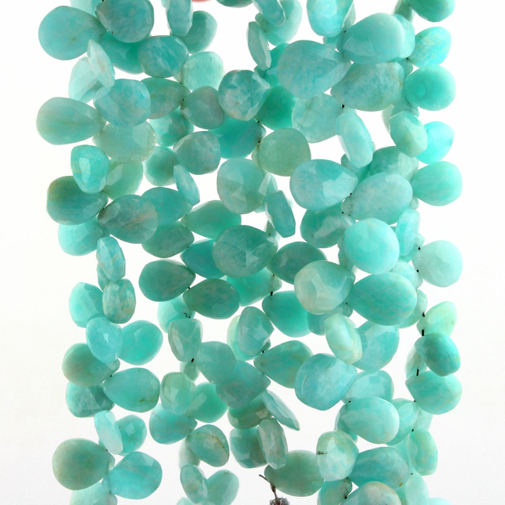Natural Amazonite Pear Faceted Handmade Beads For Jewelry