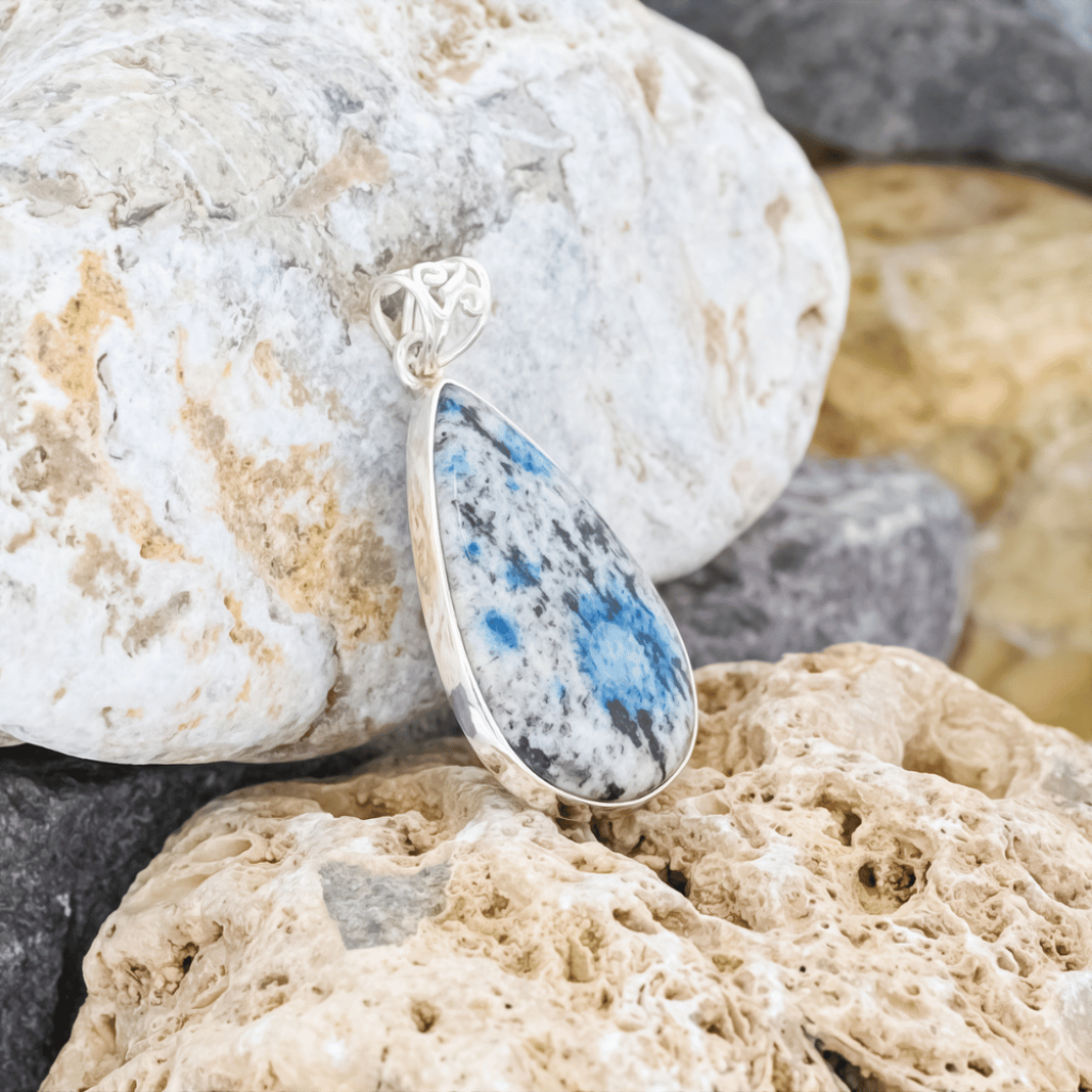 Natural K2 Jasper Pear Shape Sterling Silver Pendant Jewellery