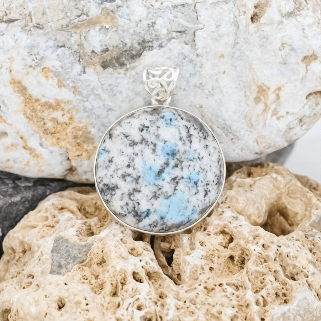 Natural K2 Jasper Round Sterling Silver Pendant Jewellery