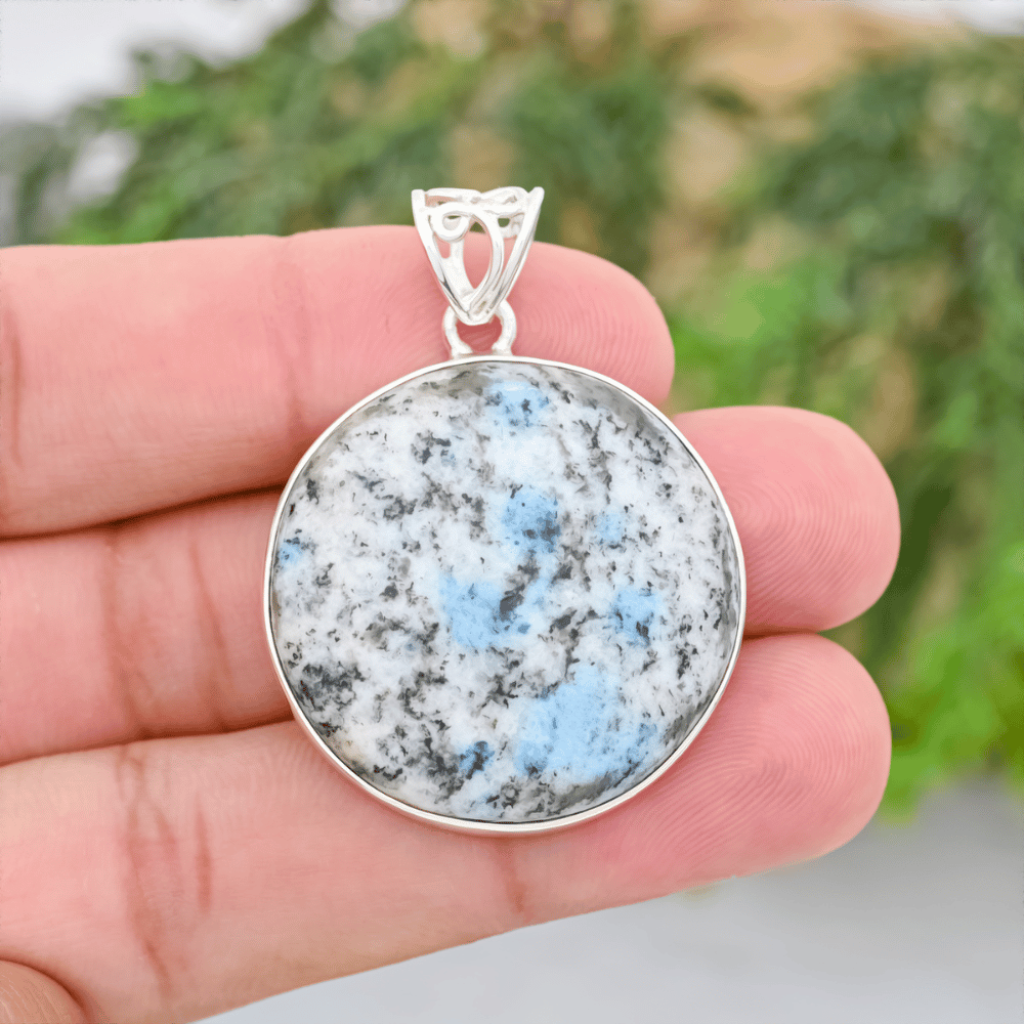 Natural K2 Jasper Round Sterling Silver Pendant Jewellery