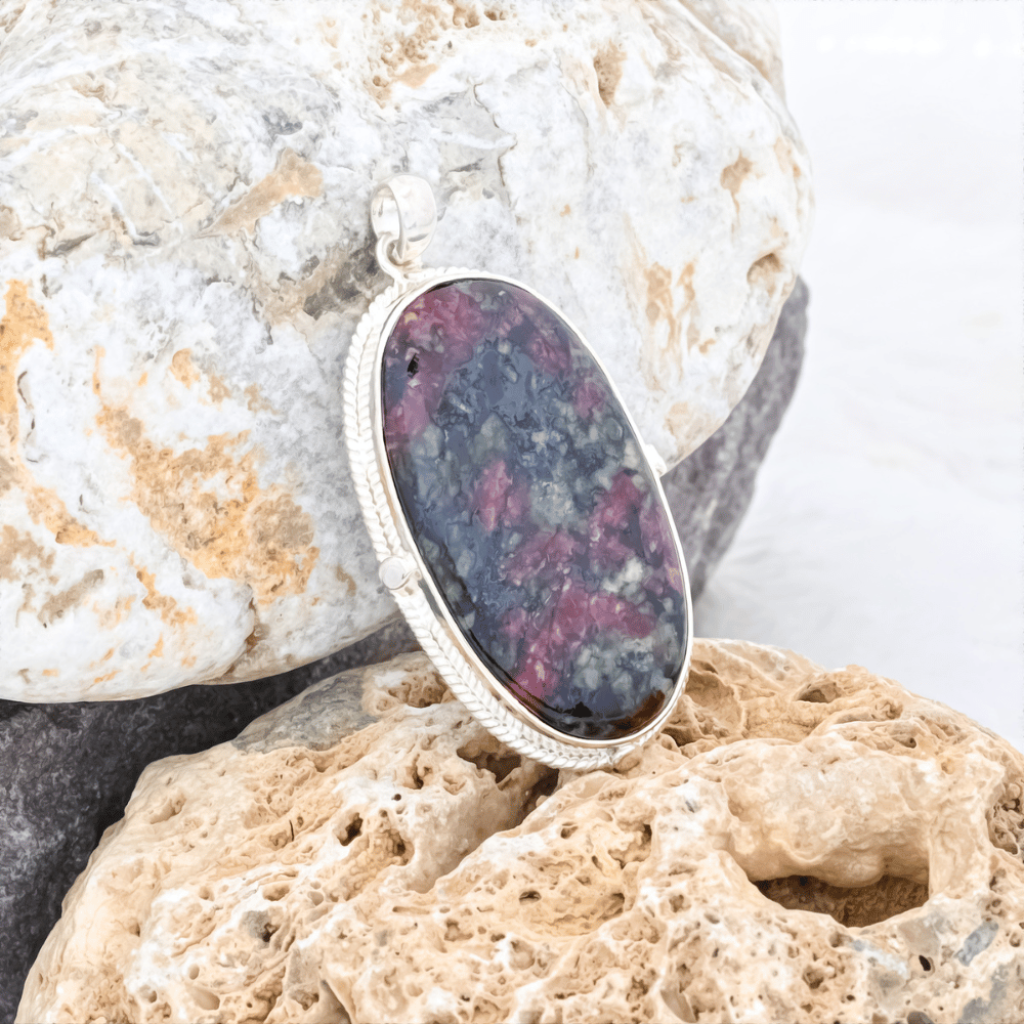 Natural Eudialyte Jasper Sterling Silver Pendant Necklace