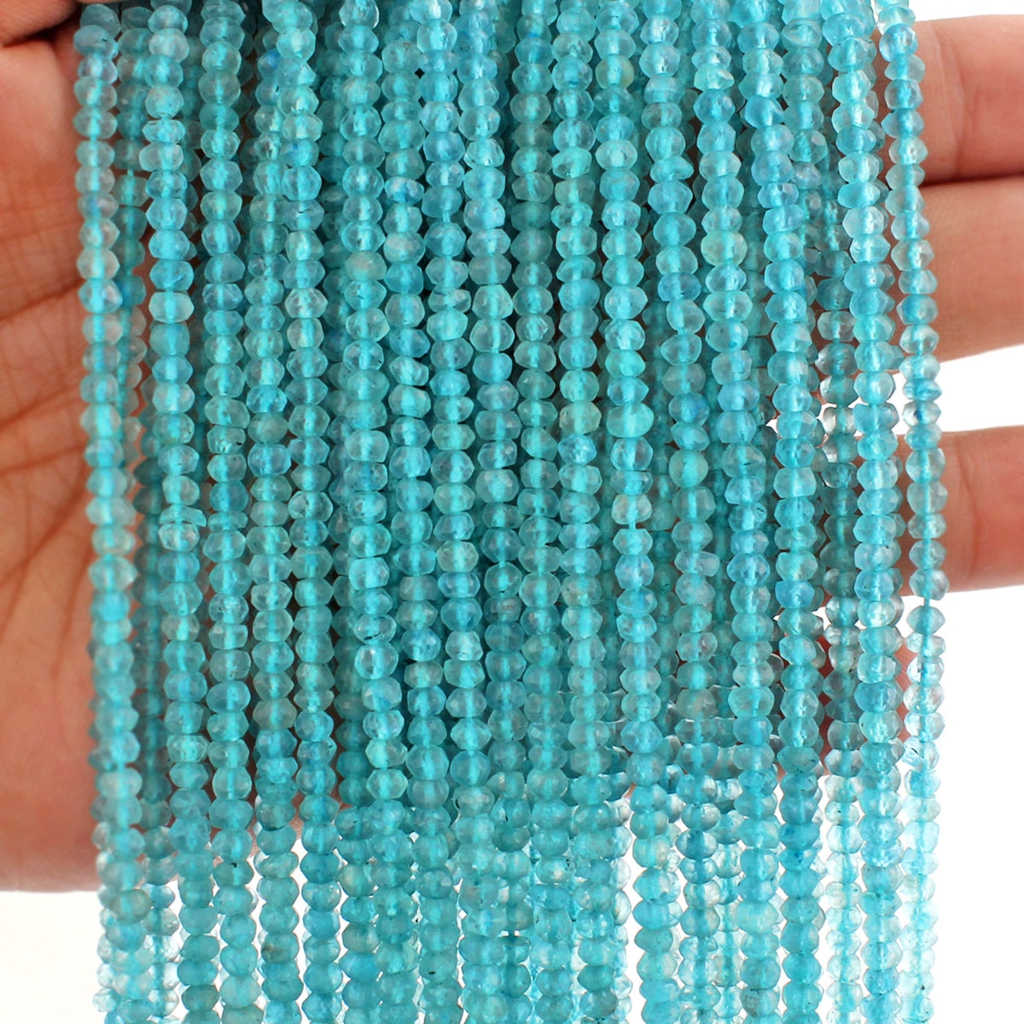 Natural Sky Apatite Faceted Round Gemstone Beads For Jewelry