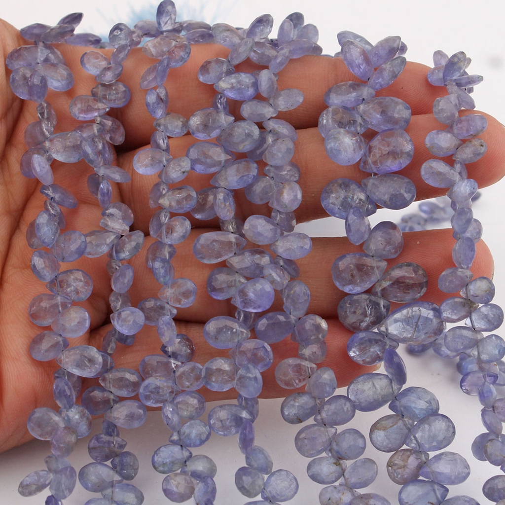 Natural Tanzanite Pear Faceted 14 Strands Gemstone Beads 8 Inches
