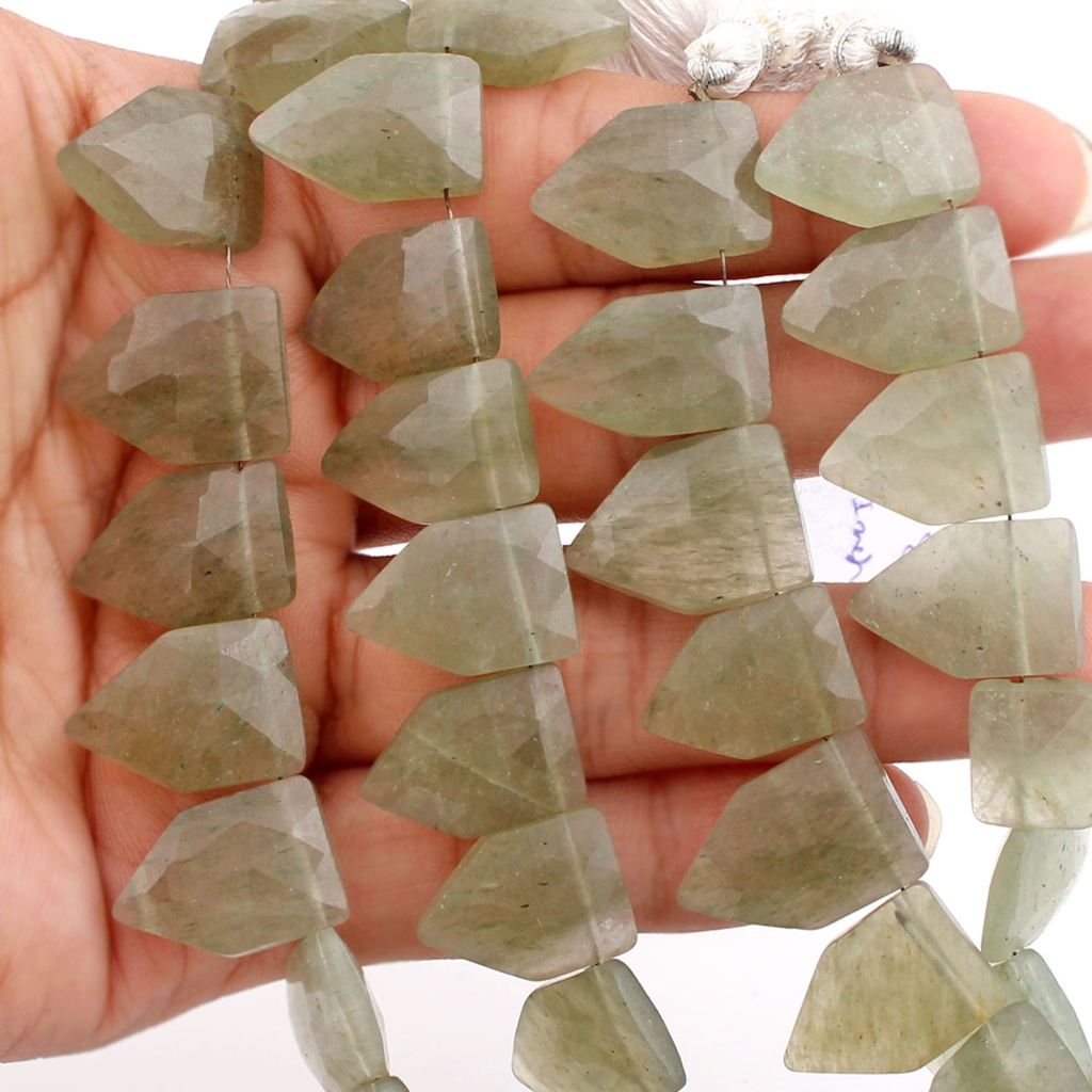 Natural  Aventurine Pentagon Gemstone 7 Strands Handmade Beads