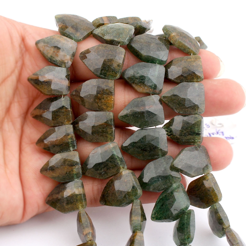 Natural Aventurine Pentagon Gemstone 4 Strands Beads 10 Inch