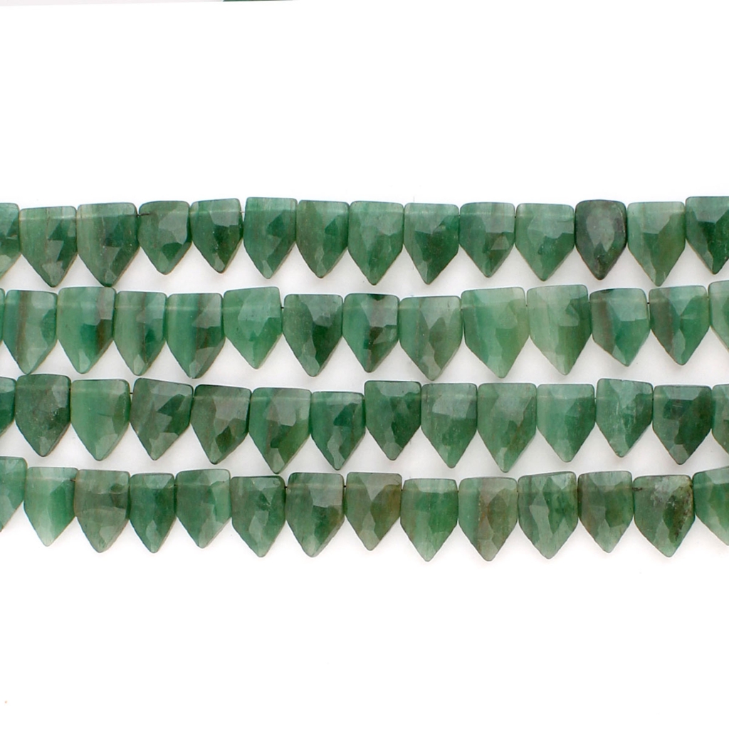 Natural Green Aventurine Pentagon Faceted Handmade Beads