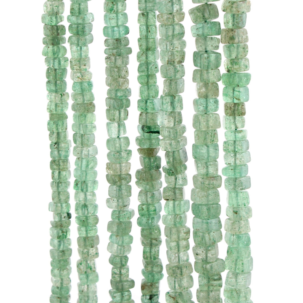 Plain Green Strawberry Quartz 4-5mm Square Gemstone Beads