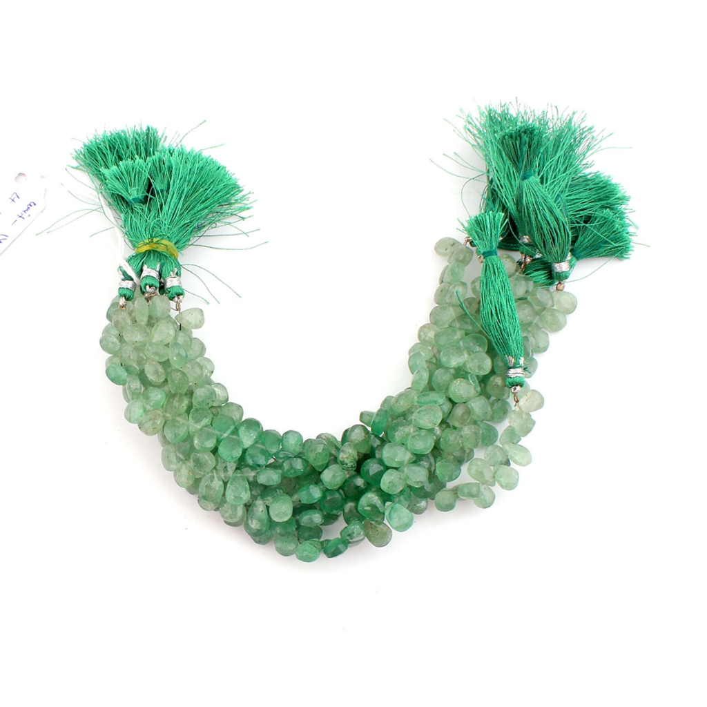 Natural Green Strawberry Quartz Handmade Pear Gemstone Beads