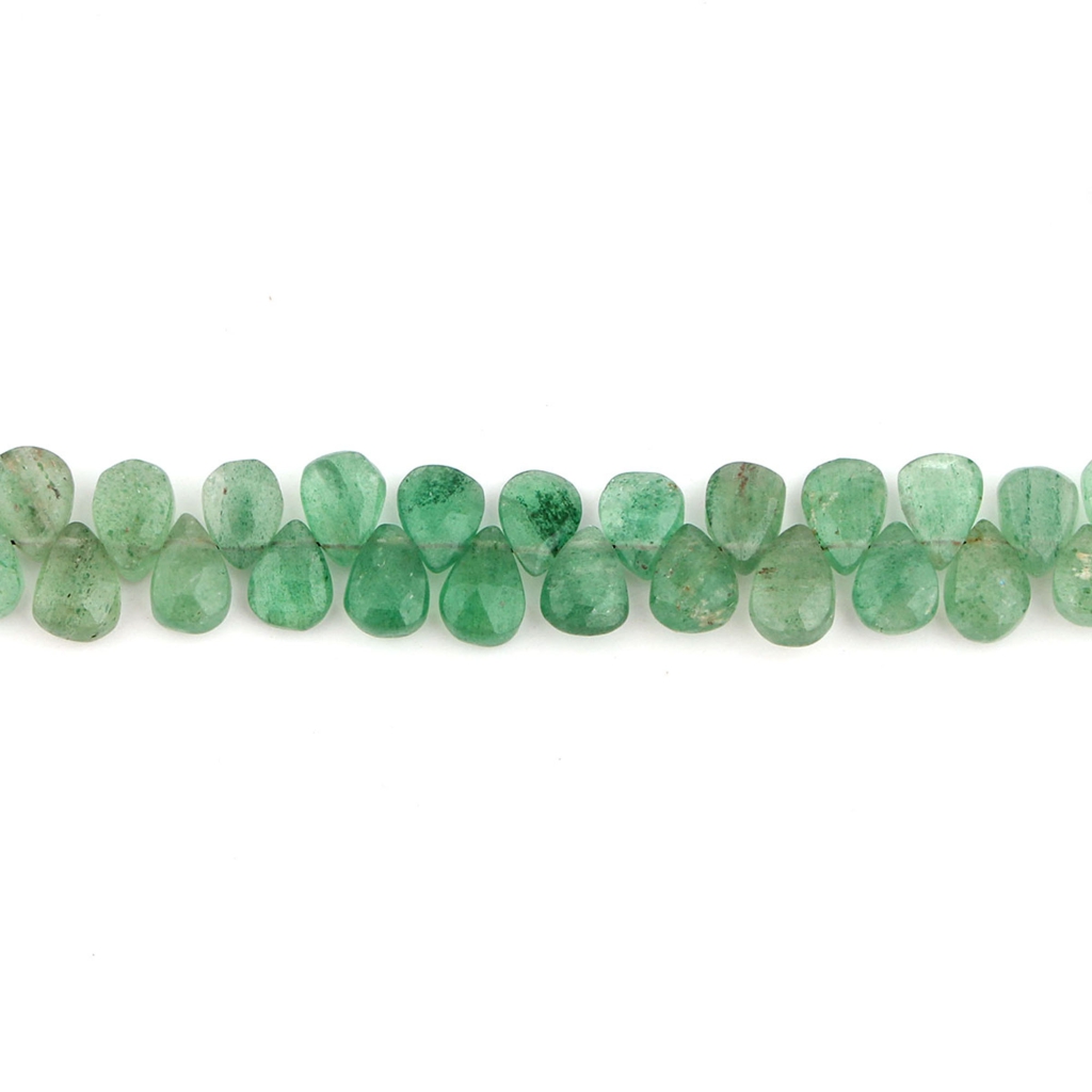 Natural Green Strawberry Quartz Handmade Pear Gemstone Beads
