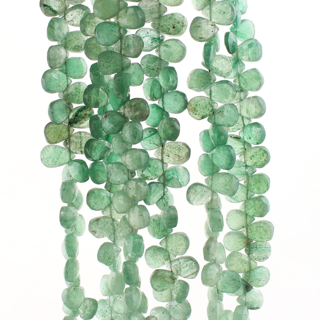 Natural Green Strawberry Quartz Handmade Pear Gemstone Beads