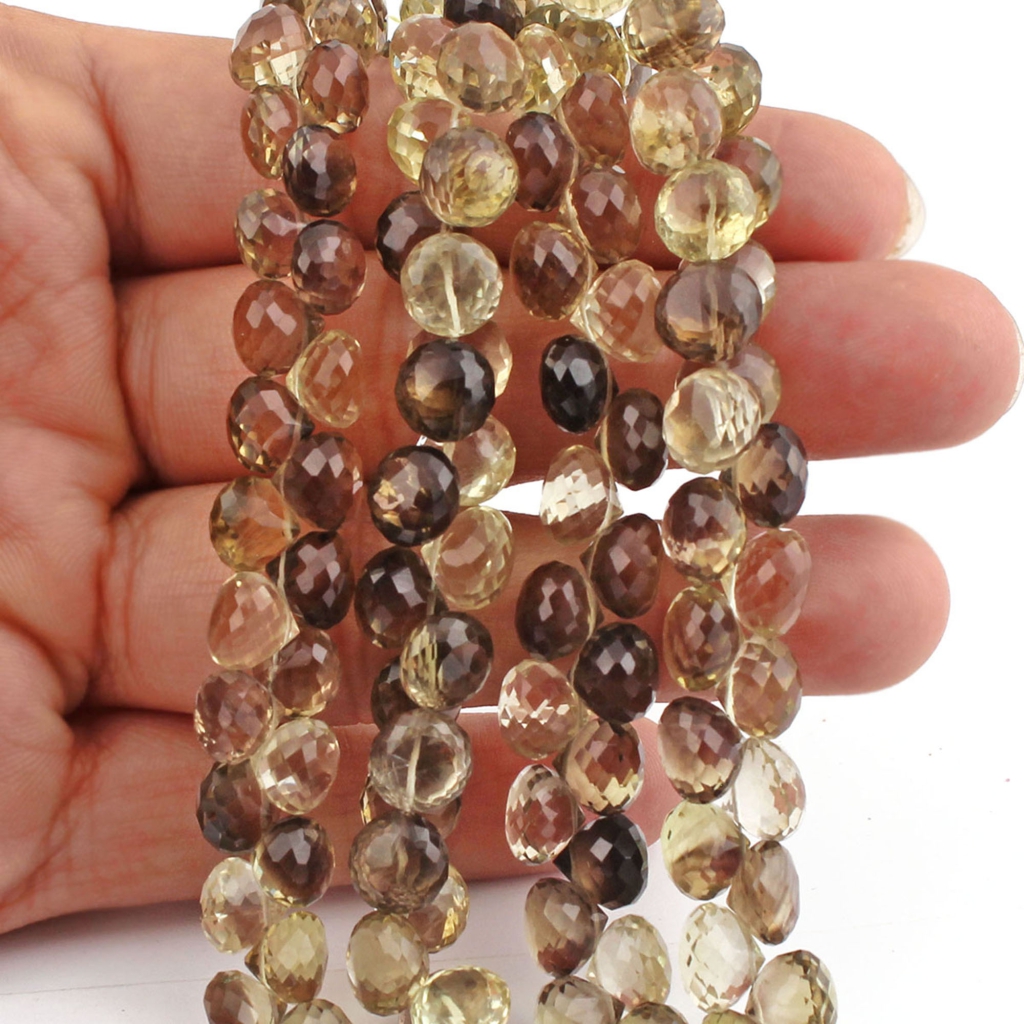 Bio Lemon Quartz Faceted 7-8mm Onion Shape Handmade Beads