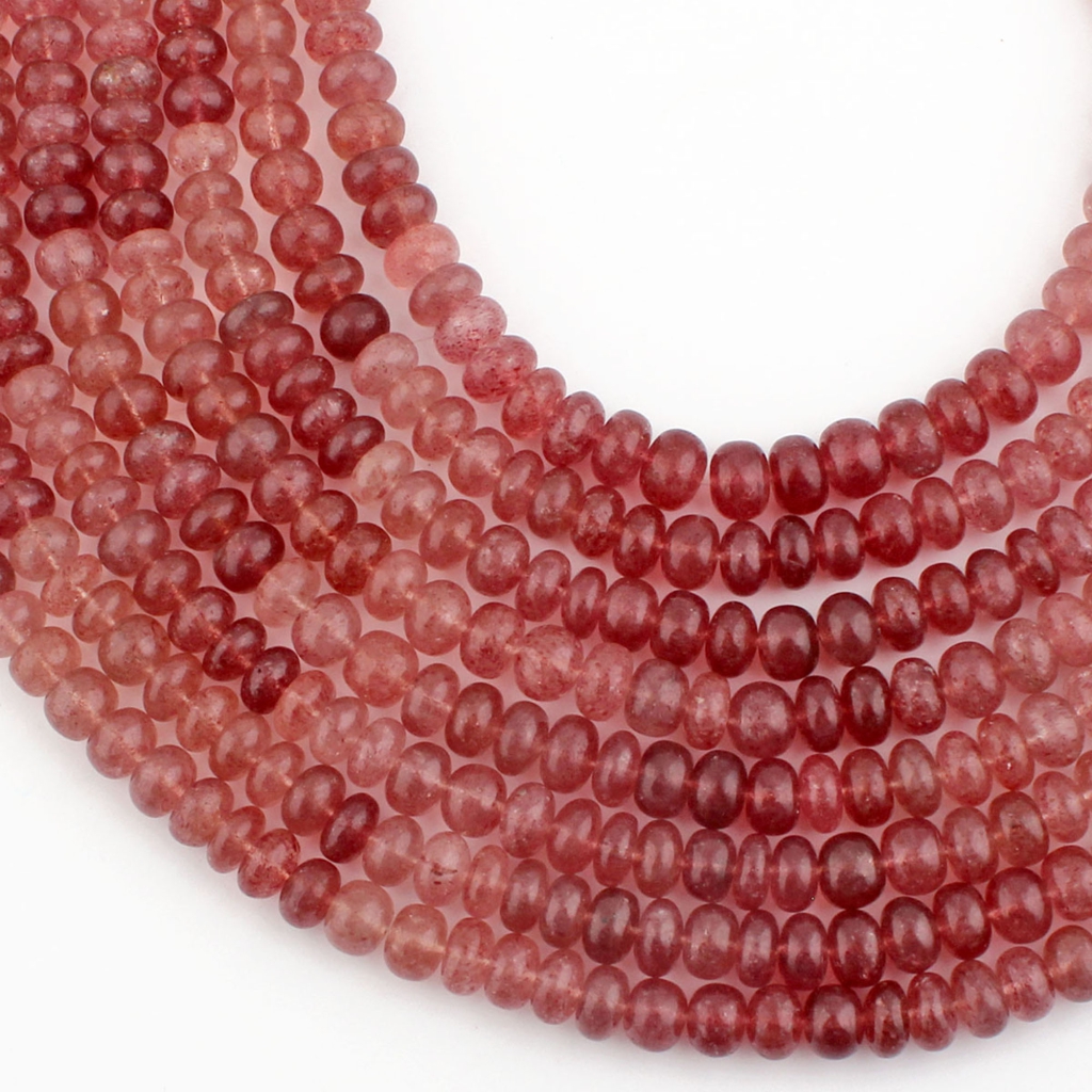 Strawberry Quartz Smooth Gemstone 11-12mm Round Beads