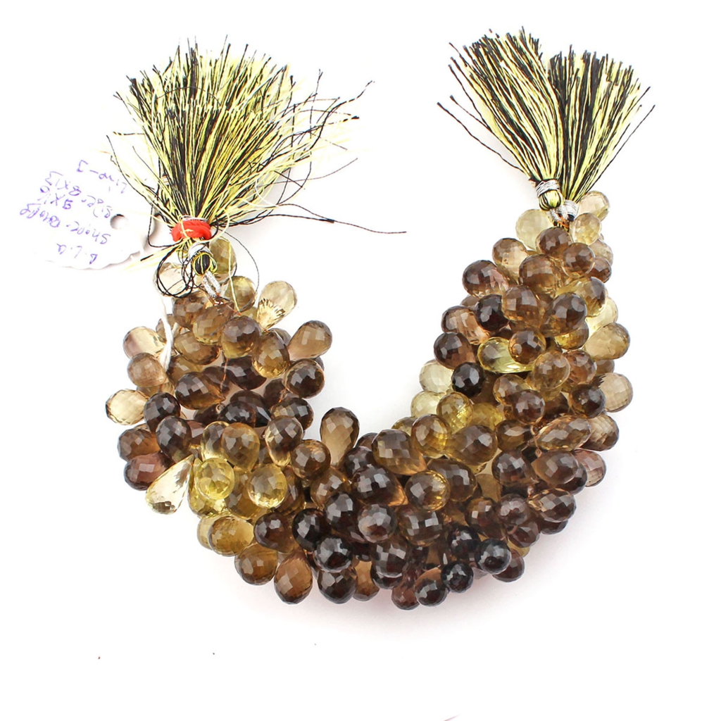 High Quality Bio Lemon Quartz Faceted Onion Shape Gemstone Beads