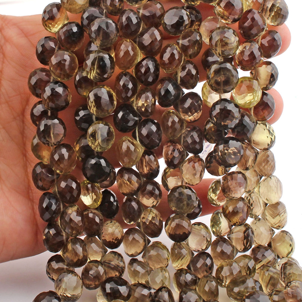 Top Quality Bio Lemon Quartz Faceted Onion 10mm Handmade Beads